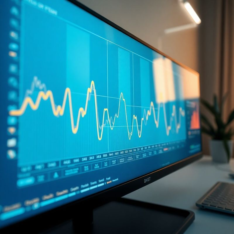 Interfață interactivă de vizualizare a datelor în tonuri azure pe monitor ultrawide