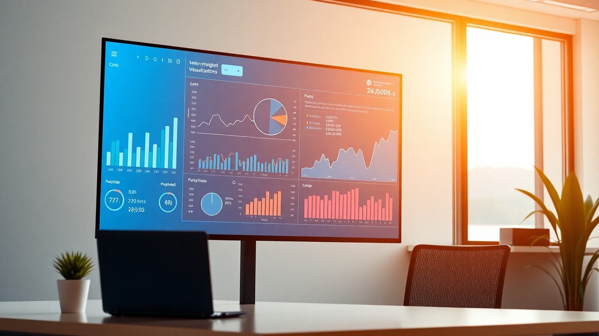Dashboard interactiv cu metrici în timp real în tonuri azure